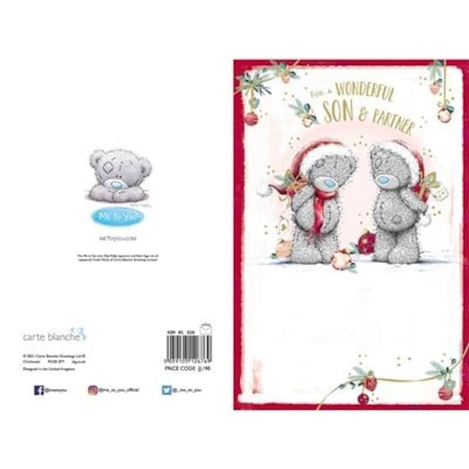 image 1 of Bears With Gifts Behind Backs Son & Partner Christmas Card