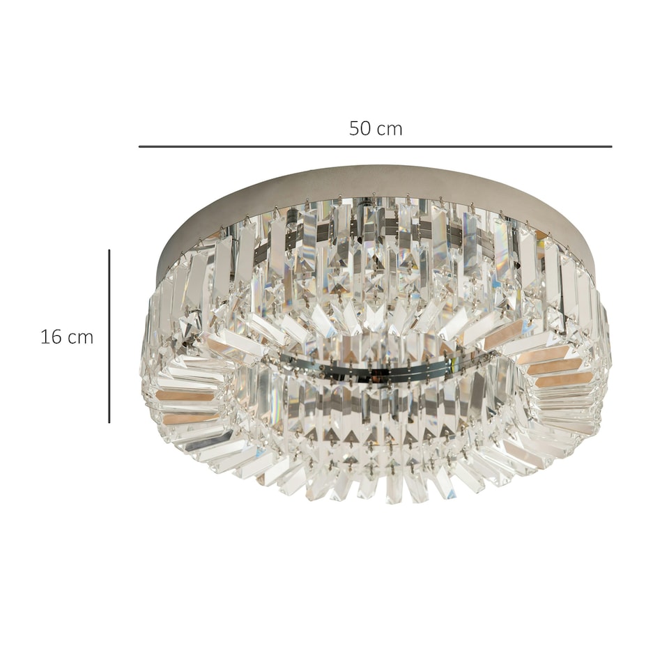 image 1 of HOMCOM Crystal Ceiling Light Modern Chandeliers for Living Room Bedroom Silver