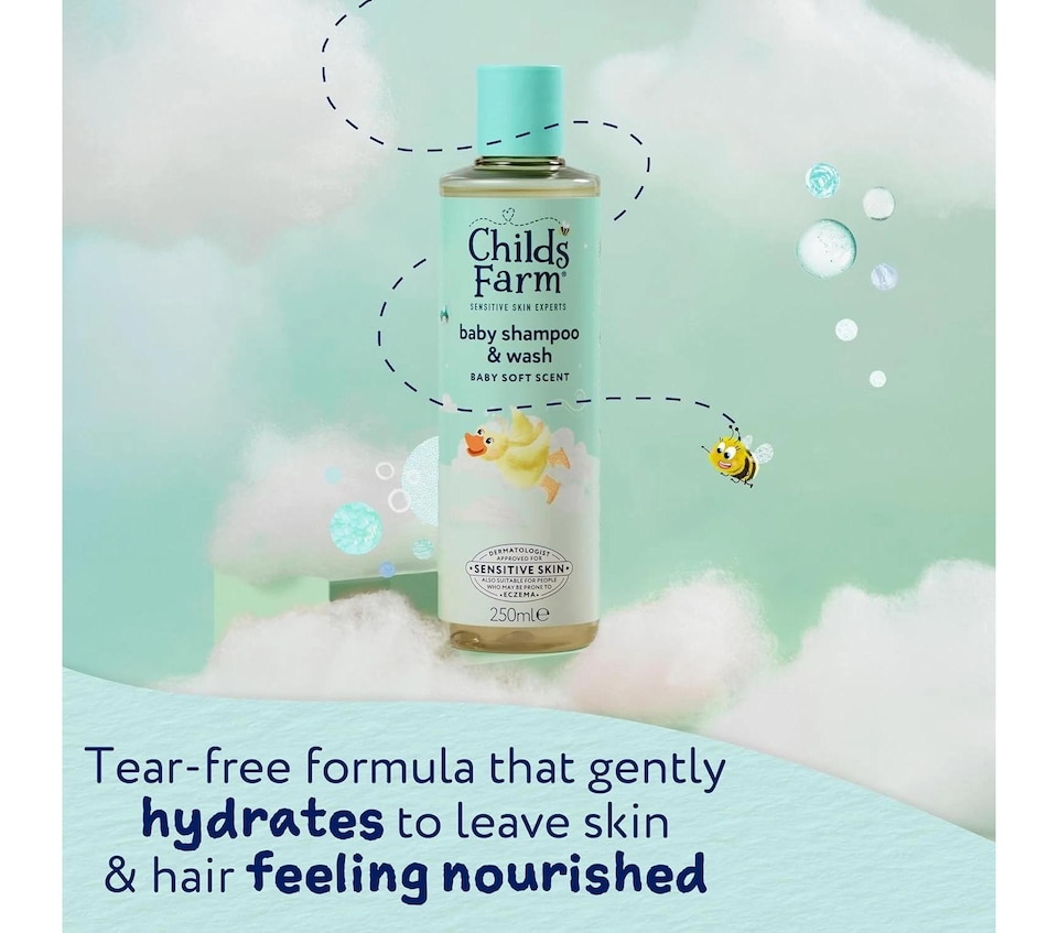 image 1 of Childs Farm Baby Shampoo Body Wash Tear Free Sensitive Skin Soft Scent 250Ml