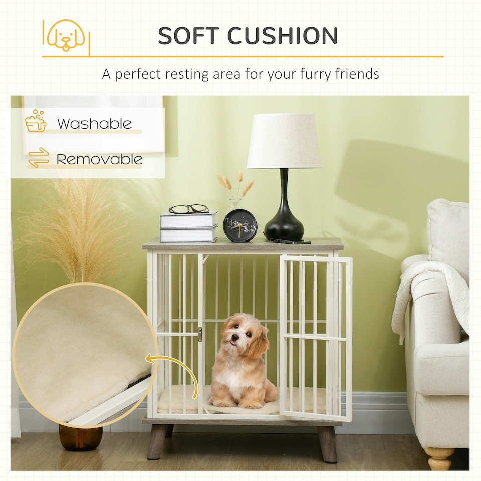 image 1 of PawHut Dog Crate Furniture, Indoor Dog Kennel Side End Table, 64.5x48x70.5 cm