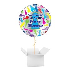 Welcome to Your New Home Round Foil Helium Balloon - Inflated Balloon in a Box