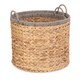 image 2 of Set of 2 Round Water Hyacinth Basket With Grey Rope Border | Brown | Brown | Not provided