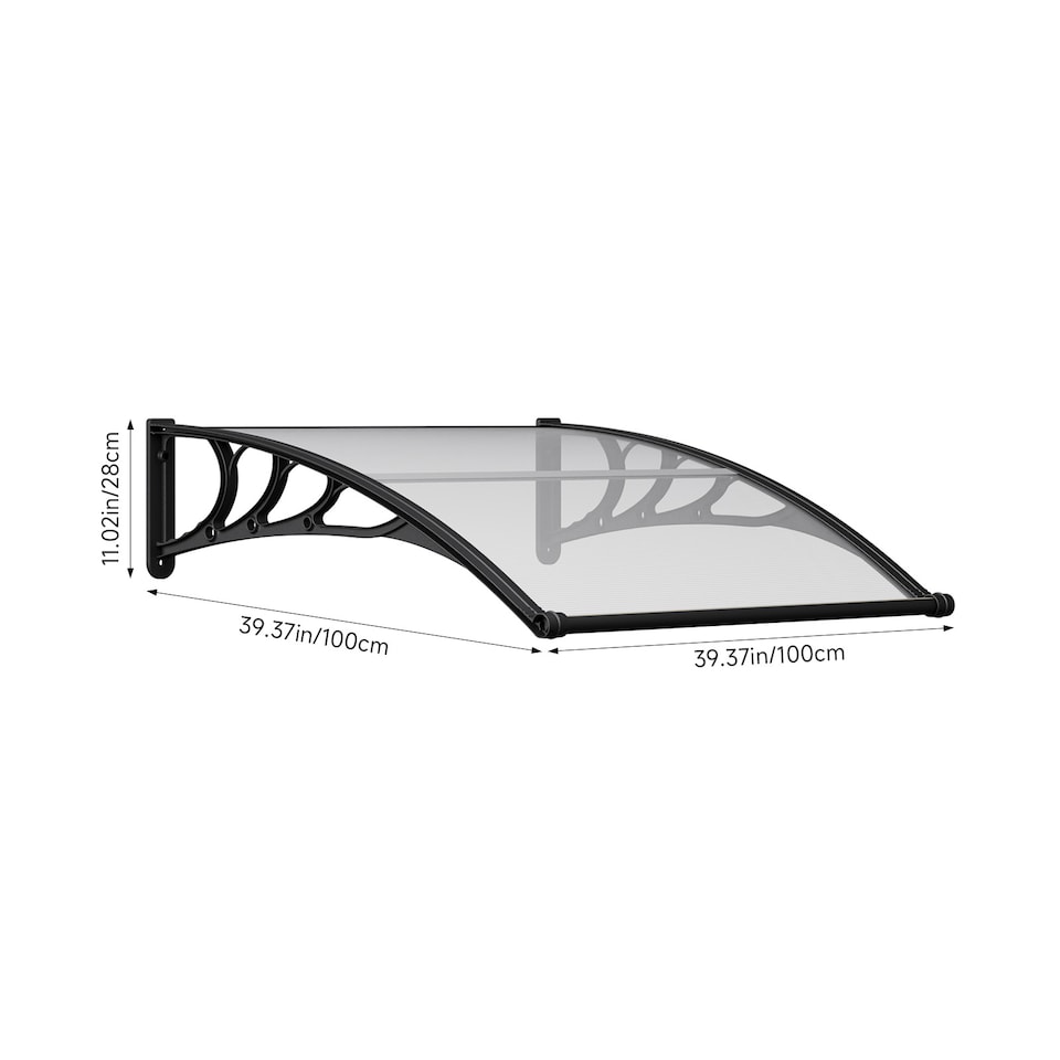 image 1 of Living and Home Awning Canopy for Window and Door with Drainage - 100cm W x 100cm D Clear