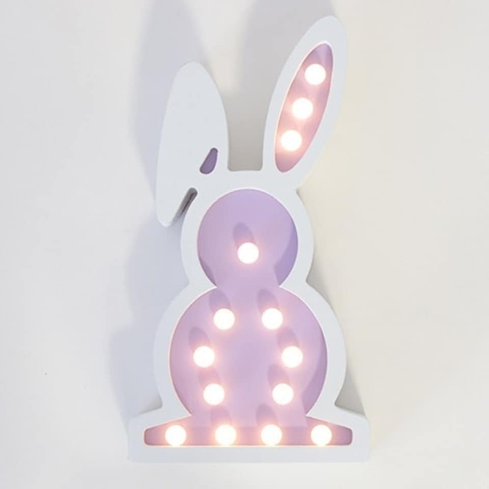 image 1 of Lilac Easter Bunny Wooden LED Light Decoration 32.5cm