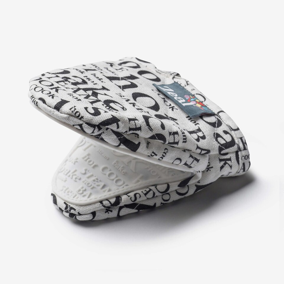 image 1 of Silicone Hot Grab Mini Oven Mitt, Hot Print Black | Black