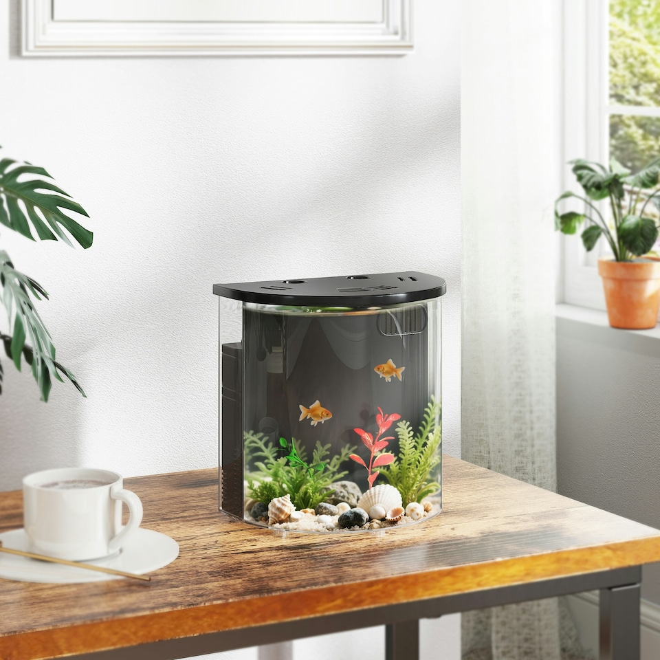 image 1 of PawHut Fish Tank, 3L Nano Aquarium Starter Kit with Filter System, LED Light