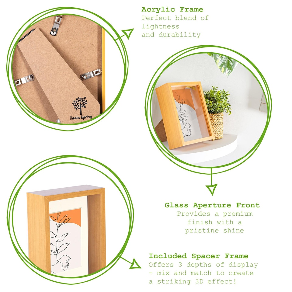 image 1 of Nicola Spring 3D Deep Box Photo Frame - 5" x 7" - White