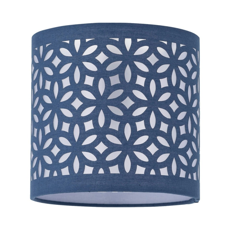 image 1 of First Choice Lighting Set of 2 Chrome Jewelled Table Lamps with Navy Blue Cut Out Shades Chrome | Blue