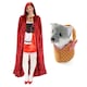image 2 of Red Riding Hood Costume - Dress, Cape, Tights & Wolf in Basket Red | XL