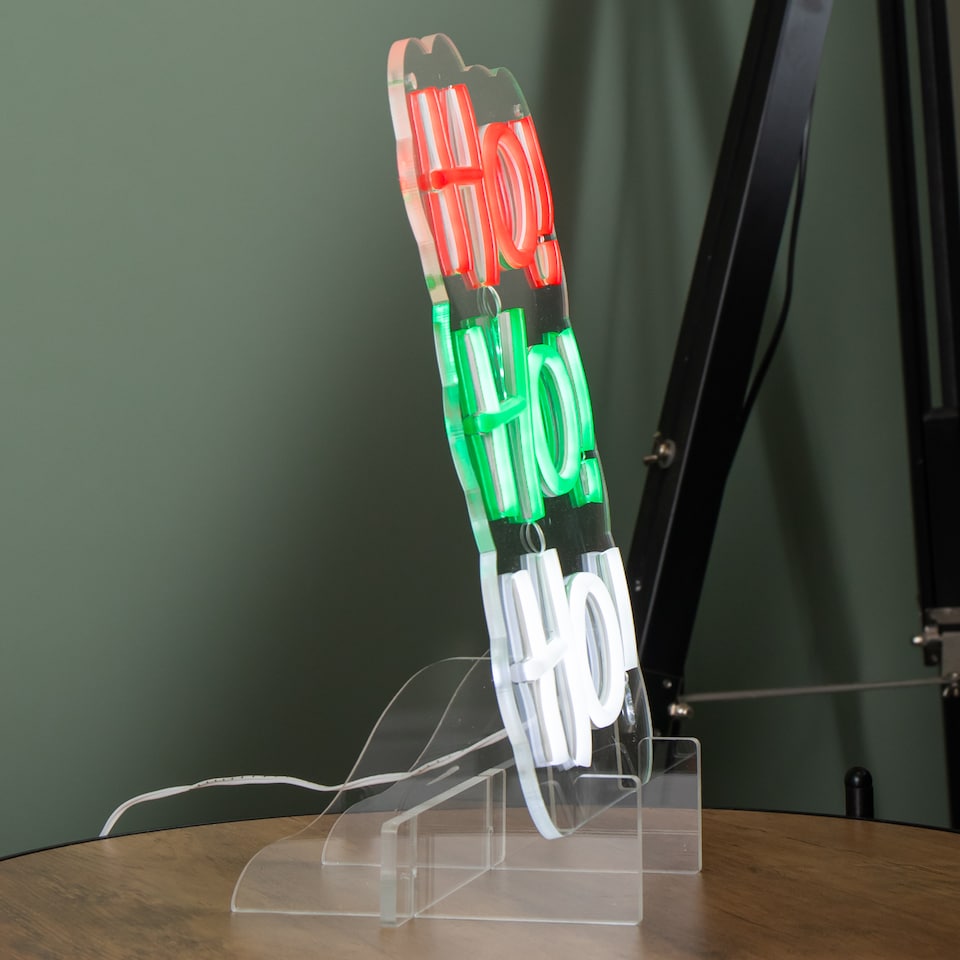image 1 of 29cm Light up Hanging or Freestanding Christmas Ho Ho Ho Neon Sign