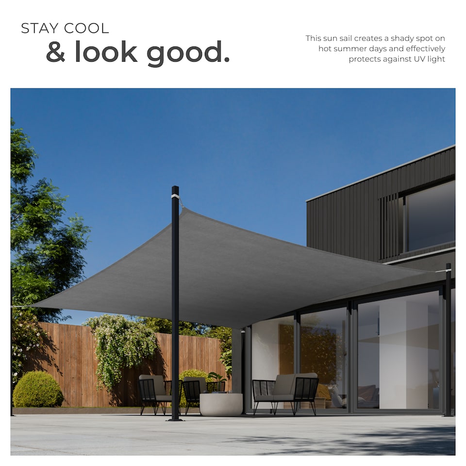 image 1 of Shade Sail - rectangular with UV protection 50, water-repellent, grey | Grey | grey | 5.4 x 5.4 m | 1