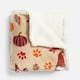 image 1 of OHS Autumnal Pumpkin Paw Print Soft Cosy Warm Sherpa Fleece Reverse Pet Dog Cat Crate Blanket Cream | Natural | One Size