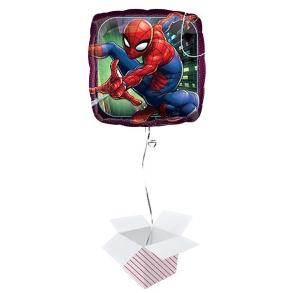 Spider-Man Square Foil Helium Balloon - Inflated Balloon in a Box