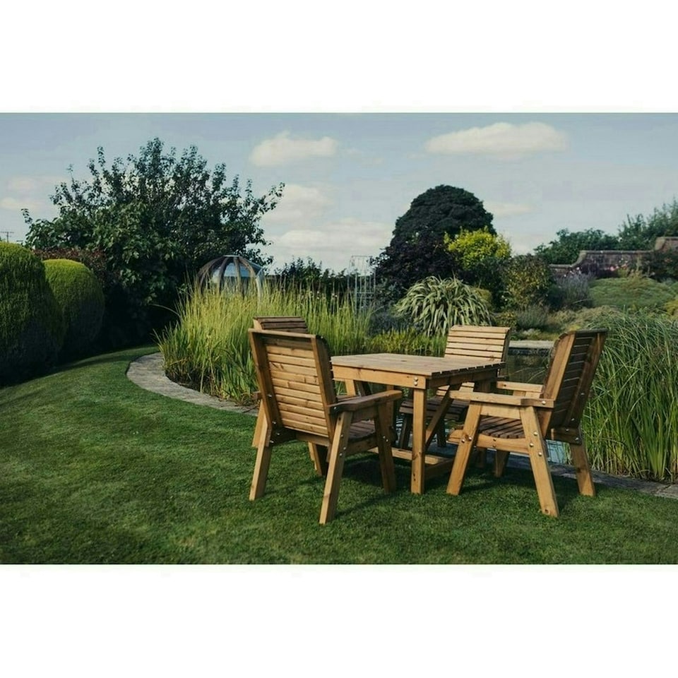 image 1 of Valley 4 Seater Square 4XC - Timber - L190 x W190 x H95 cm - Minimal Assembly Required - Set of Waterproof Cushions Included