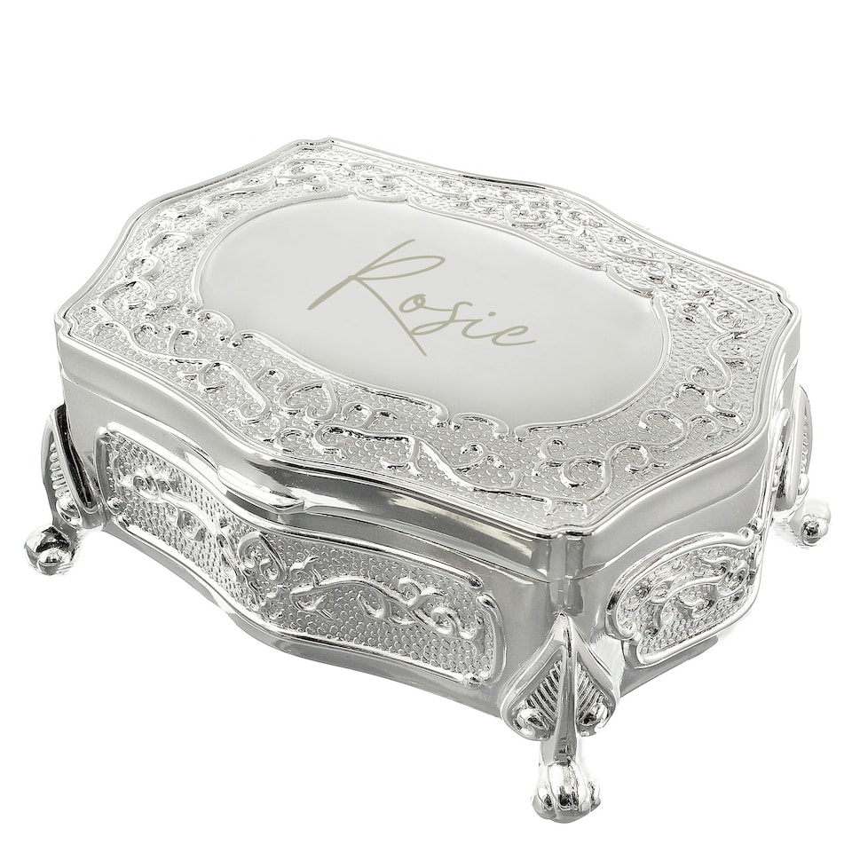 image 1 of Personalised Small Silver Plated Jewellery Box