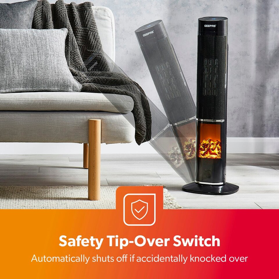image 1 of GEEPAS Digital Ceramic Tower Heater - Black