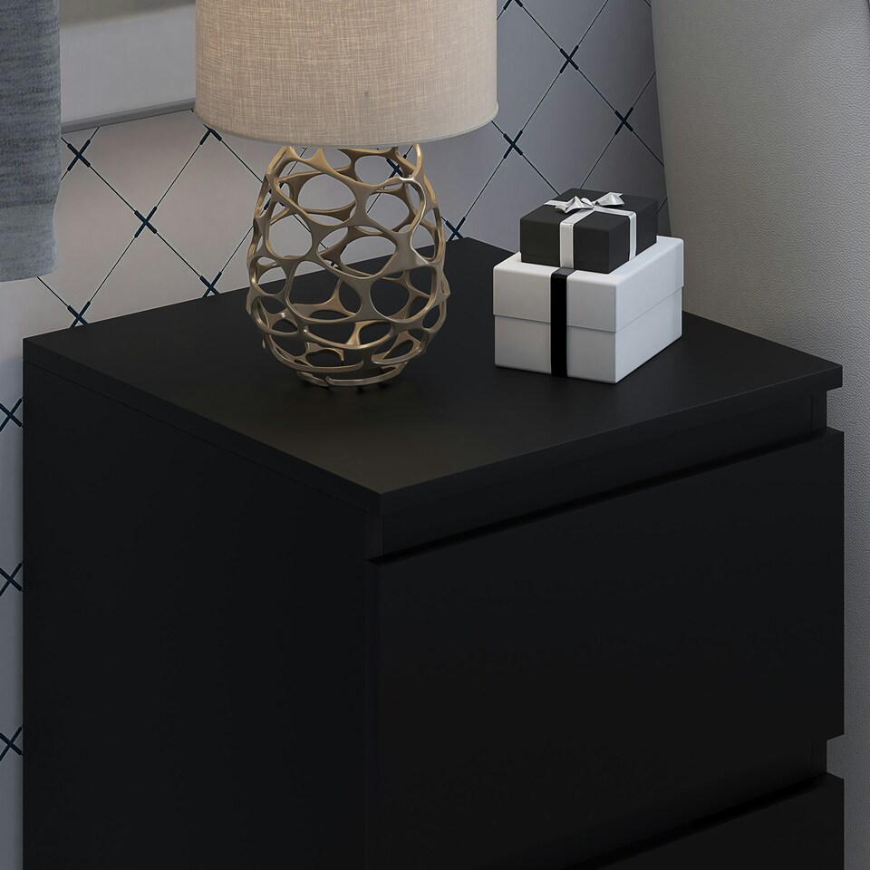 image 1 of FWStyle Carlton 2 Drawer Bedside Nightstand - Matt Black