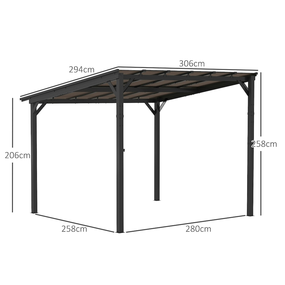 image 1 of 3 x 3(m) Pergola Kit Gazebo with UPF 50+ and Waterproof Polycarbonate Roof