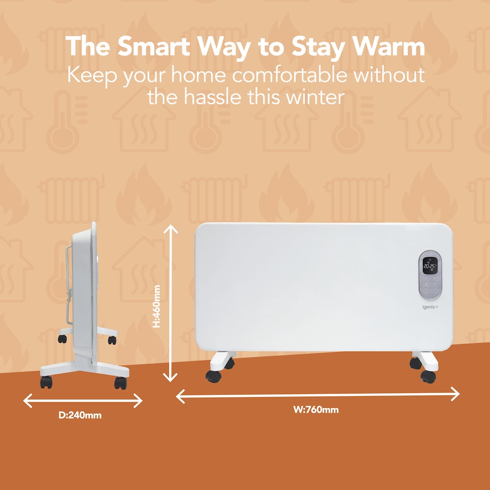 image 1 of Igenix IG9515WIFI, Smart Electric Panel Heater, 1500 W, Alexa Compatible