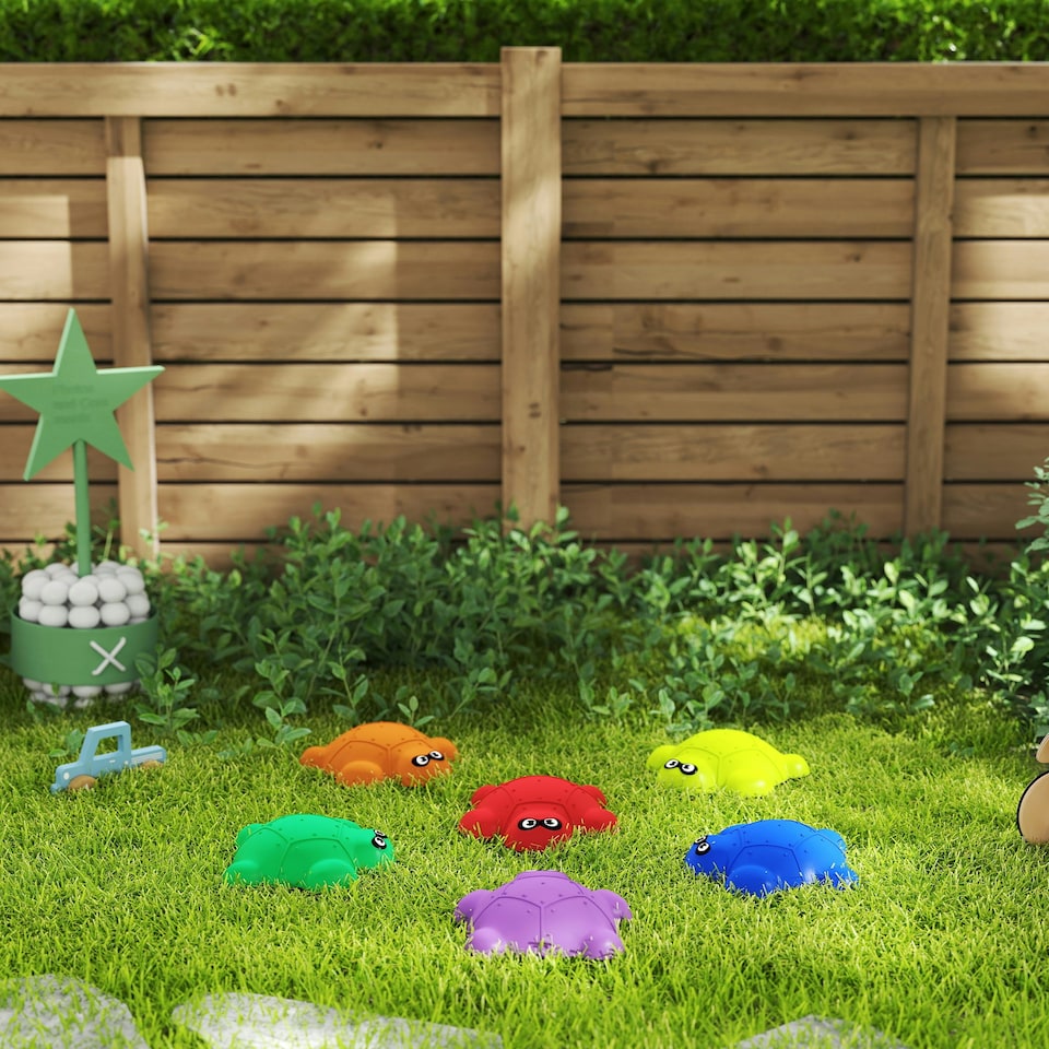 image 1 of AIYAPLAY 6PCs Kids Stepping Stones, Turtle-Shaped Stackable Balance Stones