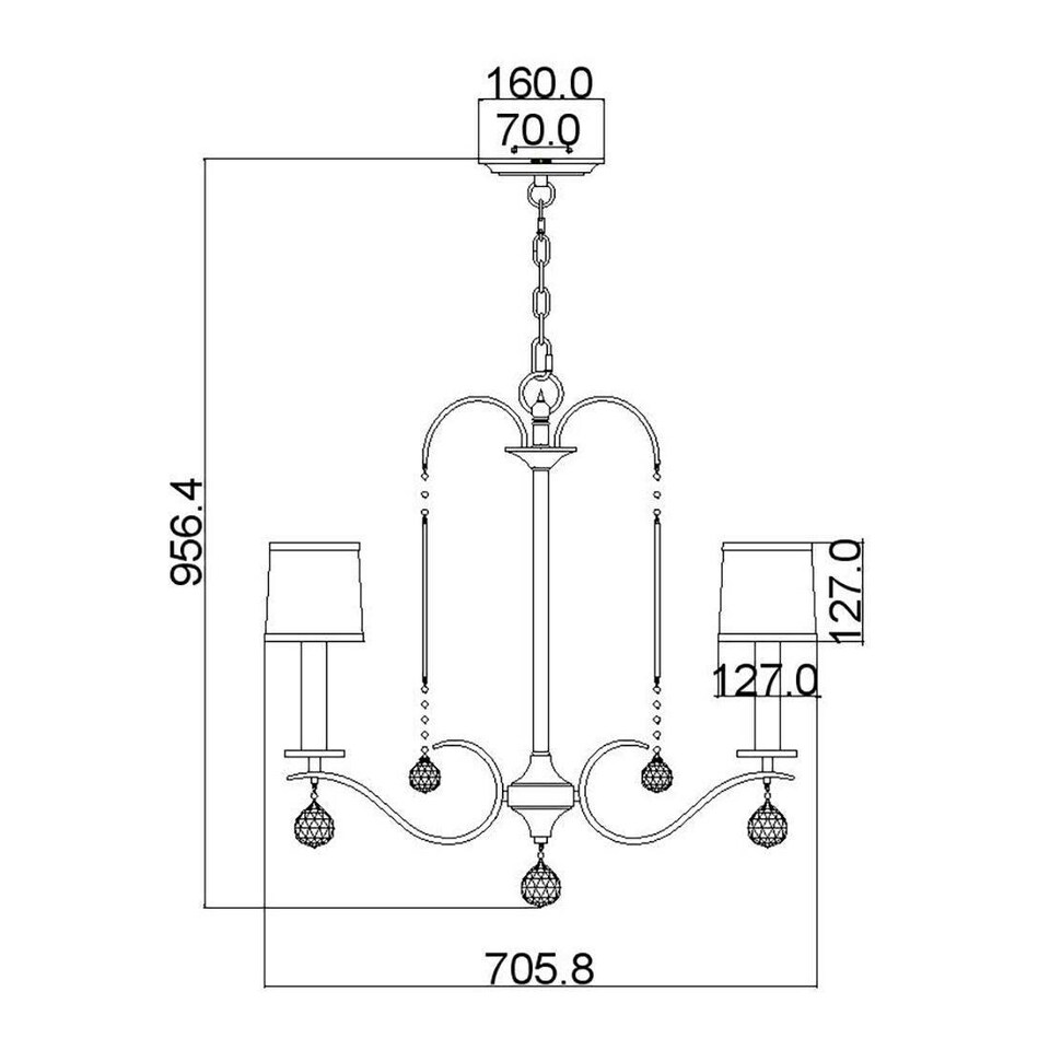image 1 of Whitney 5 Light Multi Arm Chandelier Silver Finish, E14
