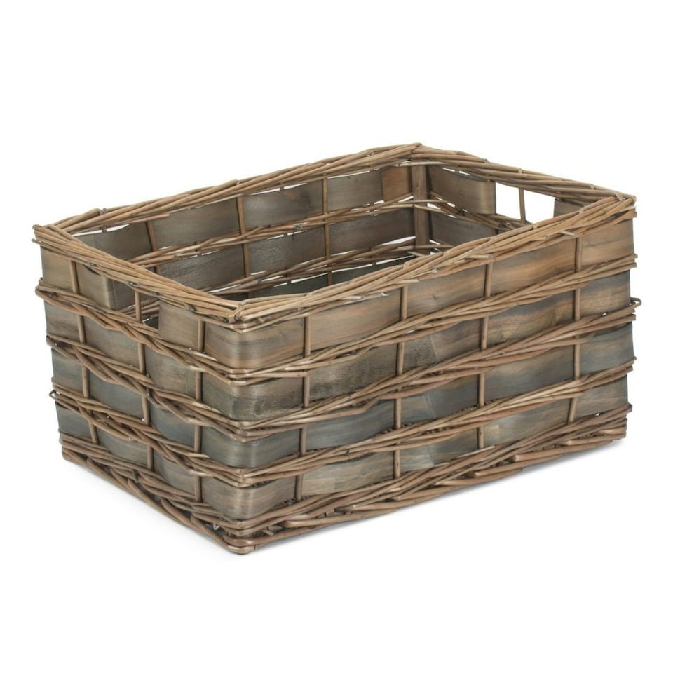 image 1 of Unlined Small Grey Scandi Storage Basket | Grey | Grey