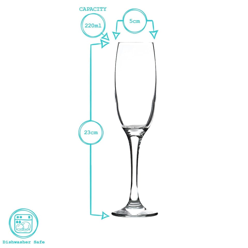 image 1 of Argon Tableware Classic Champagne Flutes - 220ml - Pack of 6