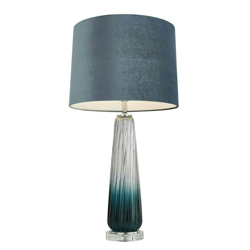 image 1 of Alura Tapered Blue Ombre Glass Table Lamp Blue