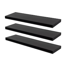 Harbour Housewares Modern Floating Wall Shelves - 80cm - Black - Pack of 6
