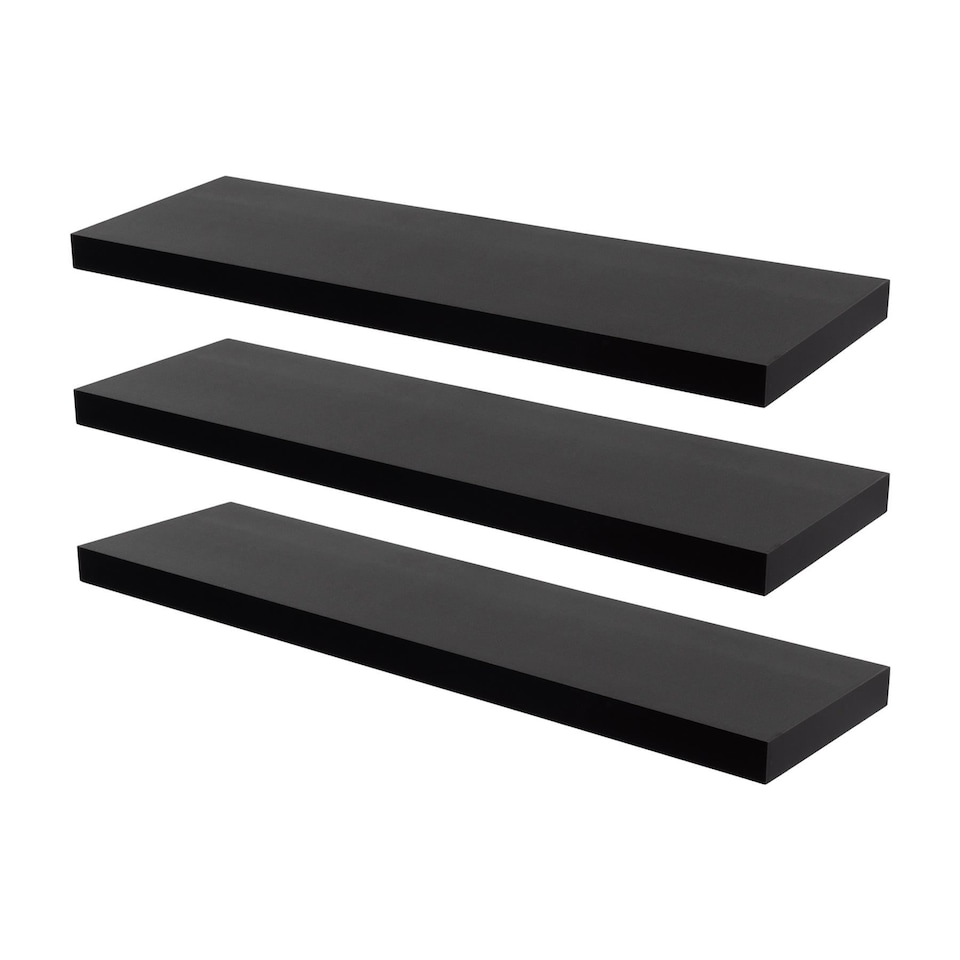image 1 of Harbour Housewares Modern Floating Wall Shelves - 80cm - Black - Pack of 6