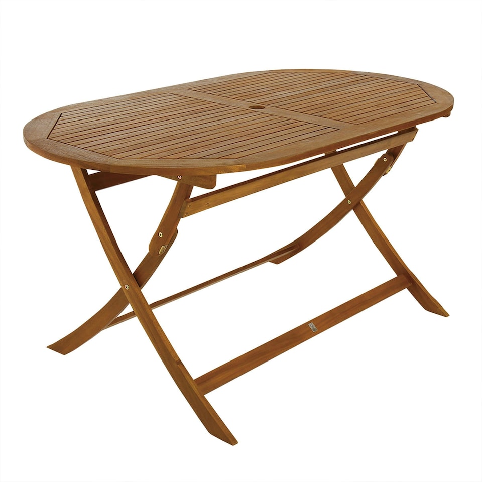 image 1 of Charles Bentley FSC Acacia Wooden Furniture Patio Oval Table & 6 Chairs (7 Pc)