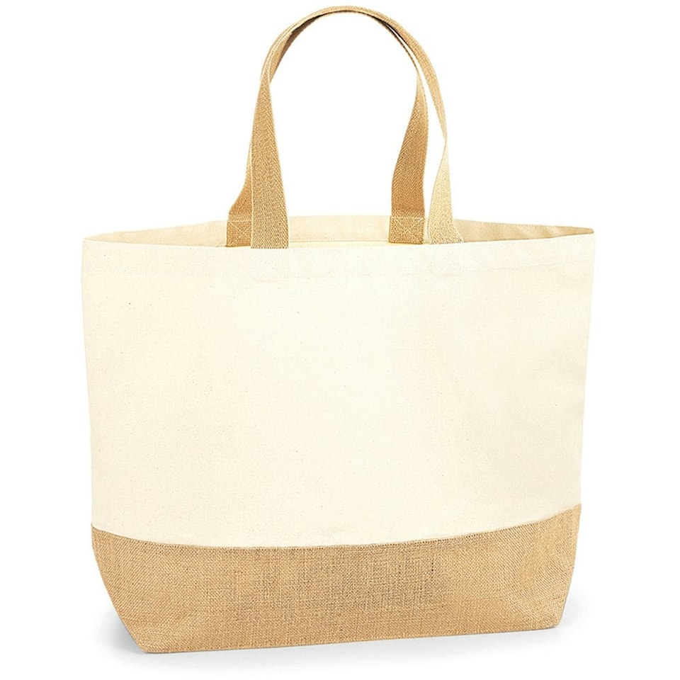 image 1 of Westford Mill Jute Base Canvas Tote XL - Natural - One Size (UTPC3659) | Multi