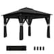 image 1 of Outsunny 3x3(m) Pop Up Gazebo w/ Solar-Powered LED Lights Netting Black