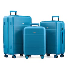 Vonhaus Hard Shell Suitcase Set 3 Piece with TSA Lock | Blue | Teal