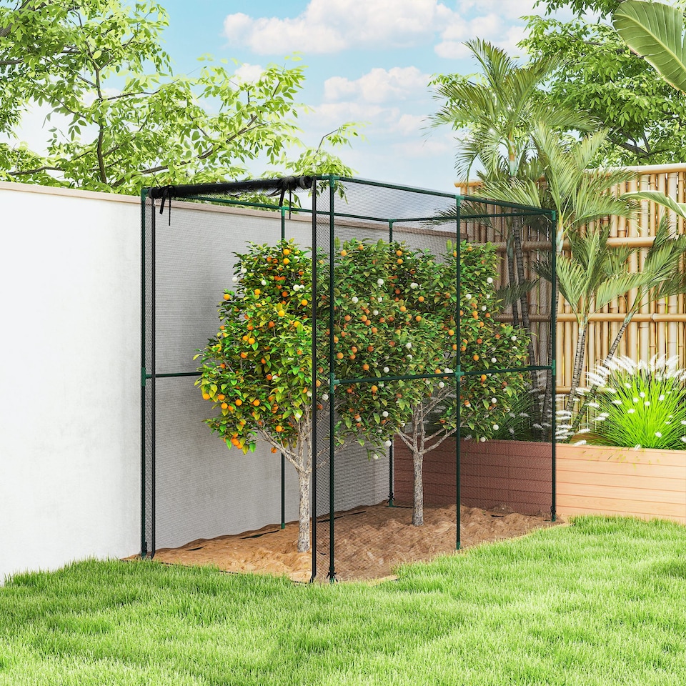 image 1 of Outsunny Fruit Cage Bird Netting, Heavy Duty Plant Protection Tent, Black