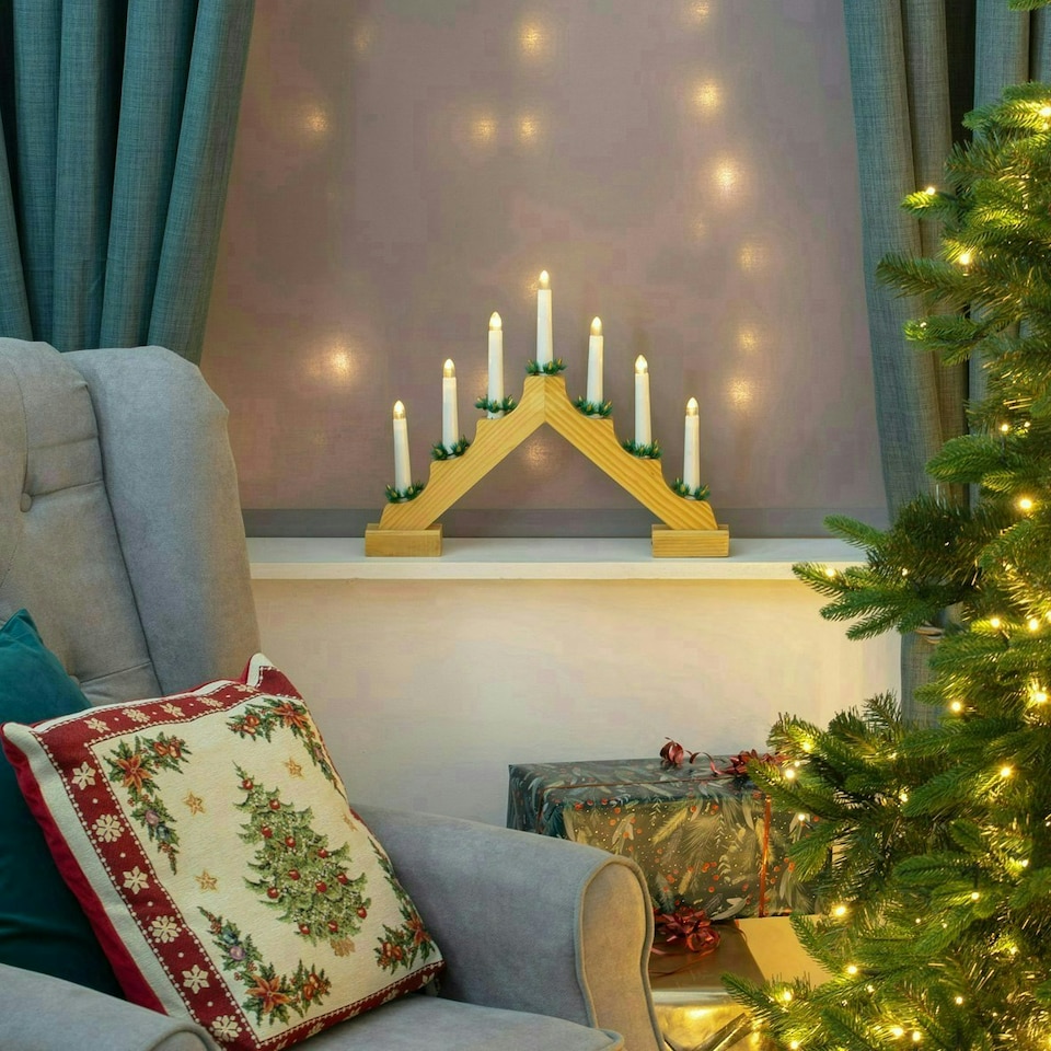 image 1 of The Christmas Workshop 89470 Wooden Christmas Candle Bridge