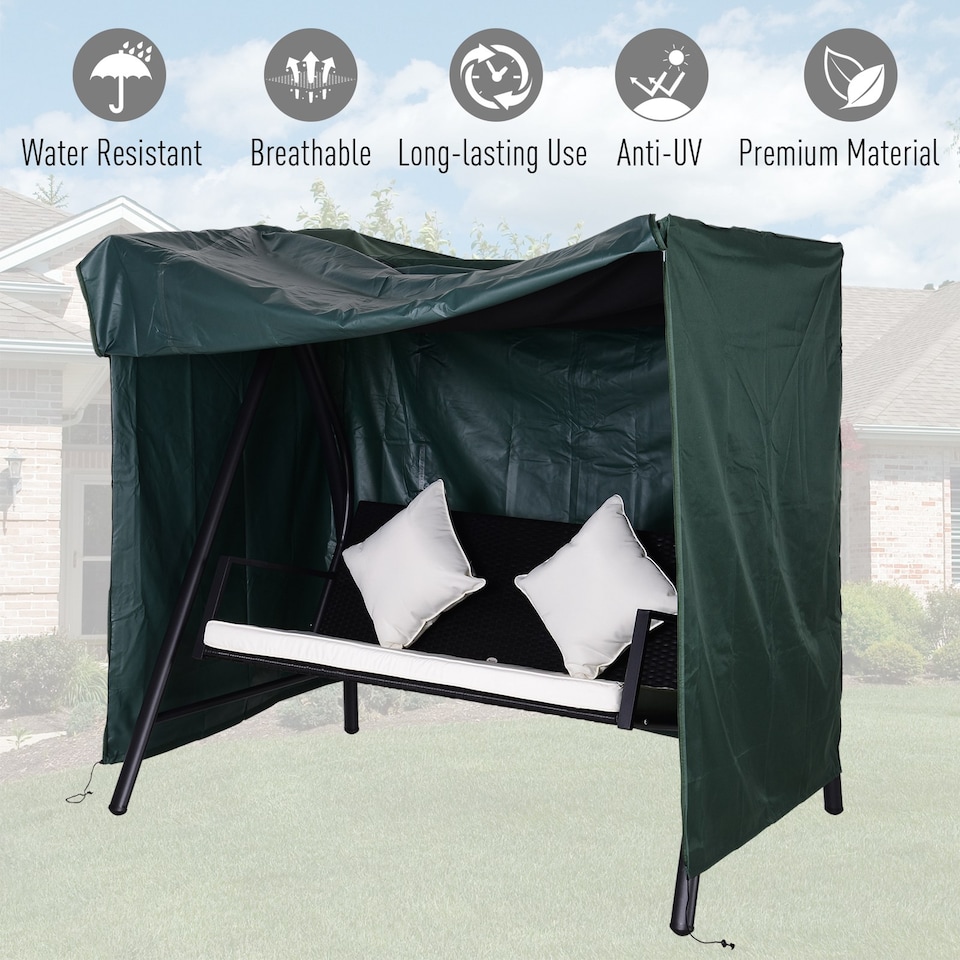 image 1 of Outsunny Garden Furniture Protector Patio Swing Chair Cover | Green | Deep Green | 177 x 114 x 152cm