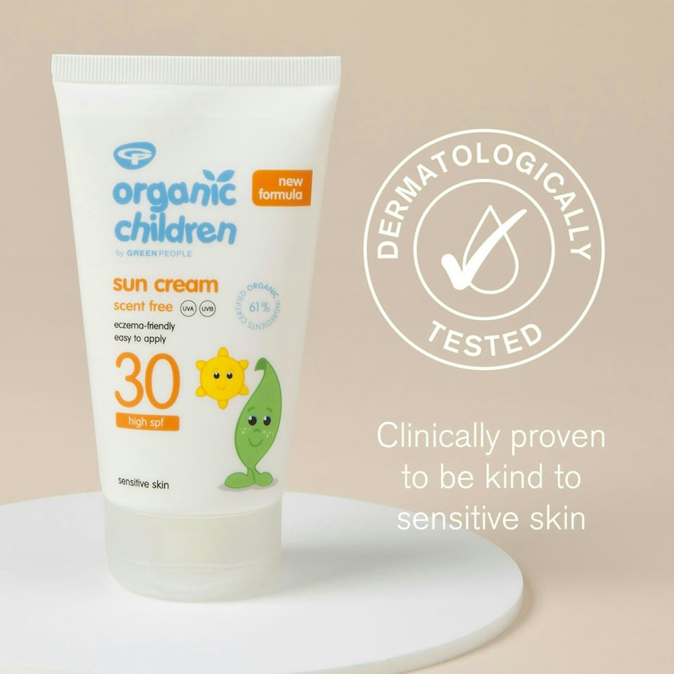 image 1 of Green People Organic Children Sun Cream SPF30 - Scent Free, Natural Sunscreen - Organic, Vegan, Reef Safe & Cruelty Free, 150ml