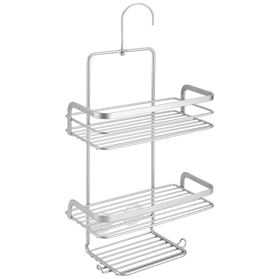 image 1 of Metaltex Viva 3-Tier Shower Caddy Bathroom Storage Rack - Silver