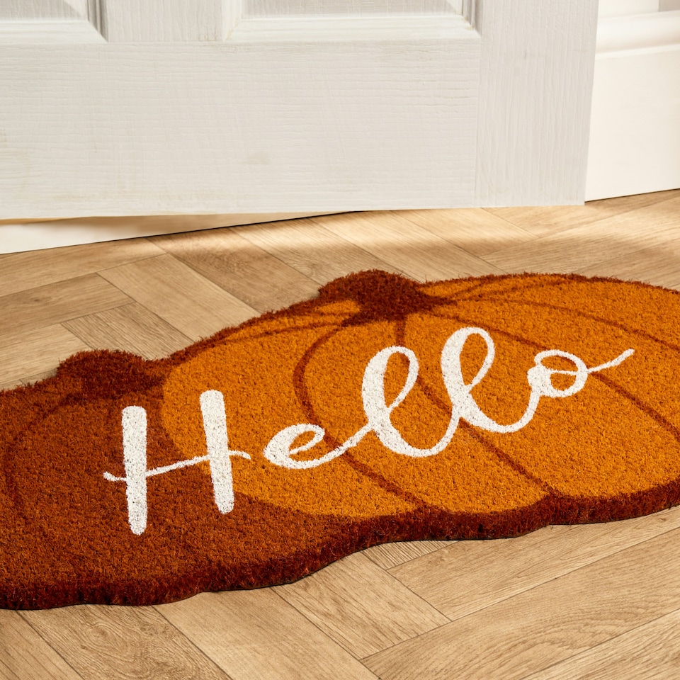 image 1 of OHS Pumpkin Autumnal Heavy Duty Coir Matting Floor Non-Slip Indoor Outdoor Doormat