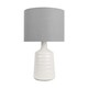 image 1 of Ripple - Off White Ribbed Ceramic Table Lamp with Grey Fabric Shade White | Grey