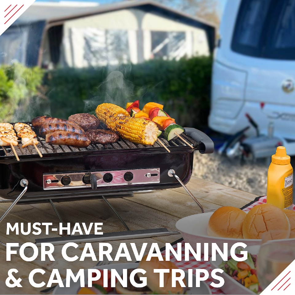 image 1 of George Foreman GFPTBBQ1004B On The Go Portable Charcoal BBQ in Black