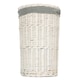 image 2 of Small Round White Wash Laundry Hamper with Grey Sage Lining | Grey | Grey