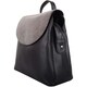 image 3 of Smooth Genuine Leather Backback Rucksack with Snakeskin Effect Flap Panel Black | Black