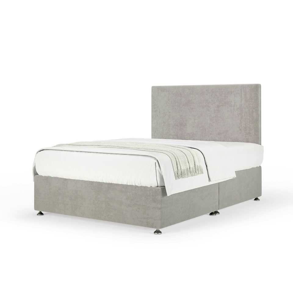 image 1 of Memory Maestro Memory Foam Seal Grey Naples Velvet Divan Set And Valencia Headboard King Size