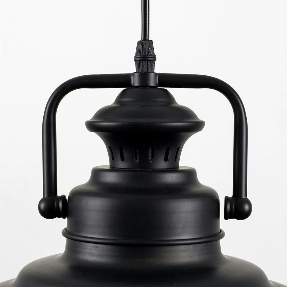 image 1 of ValueLights Industrial Style Matte Black Metal Ceiling Pendant Light Fitting