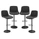 image 1 of PU Leather Bar Stool with Fluted Back Height Adjustable, 360 Swivel, Backrest & Footrest | Black | Black & Set of 4 | 4