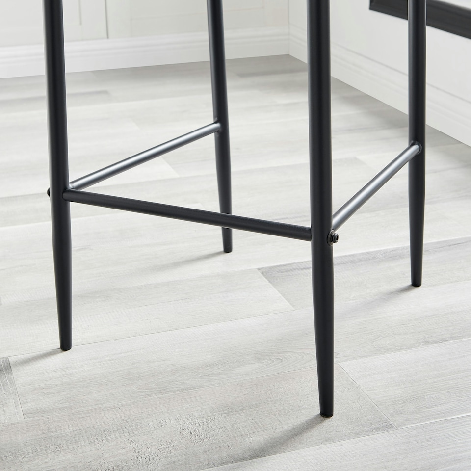 image 1 of Furniturebox Nika 2x Grey Fabric Black Legs Bar Chair