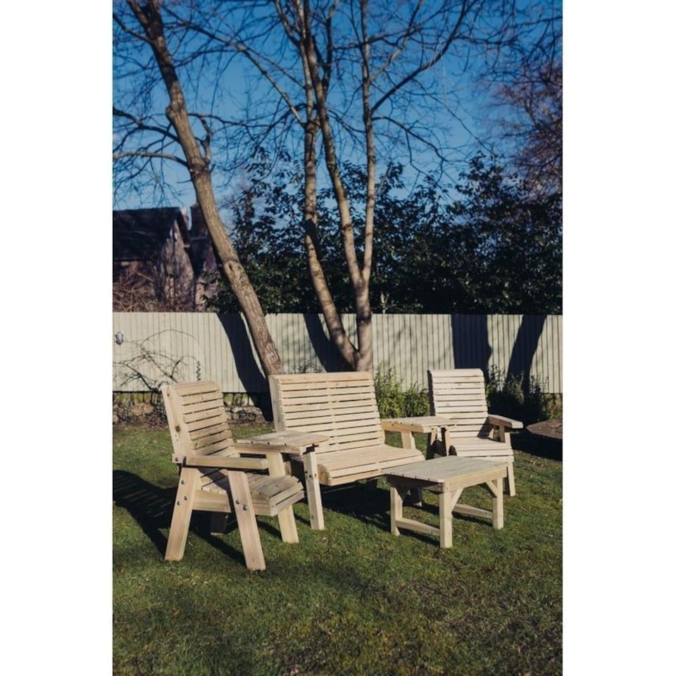 image 1 of Multi Set, Wooden Garden Table and Chairs - L100 x W370 x H105 cm - Fully Assembled