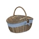 image 9 of Antique Wash Finish Oval Lined Picnic Basket Blue | Navy Blue | One Size